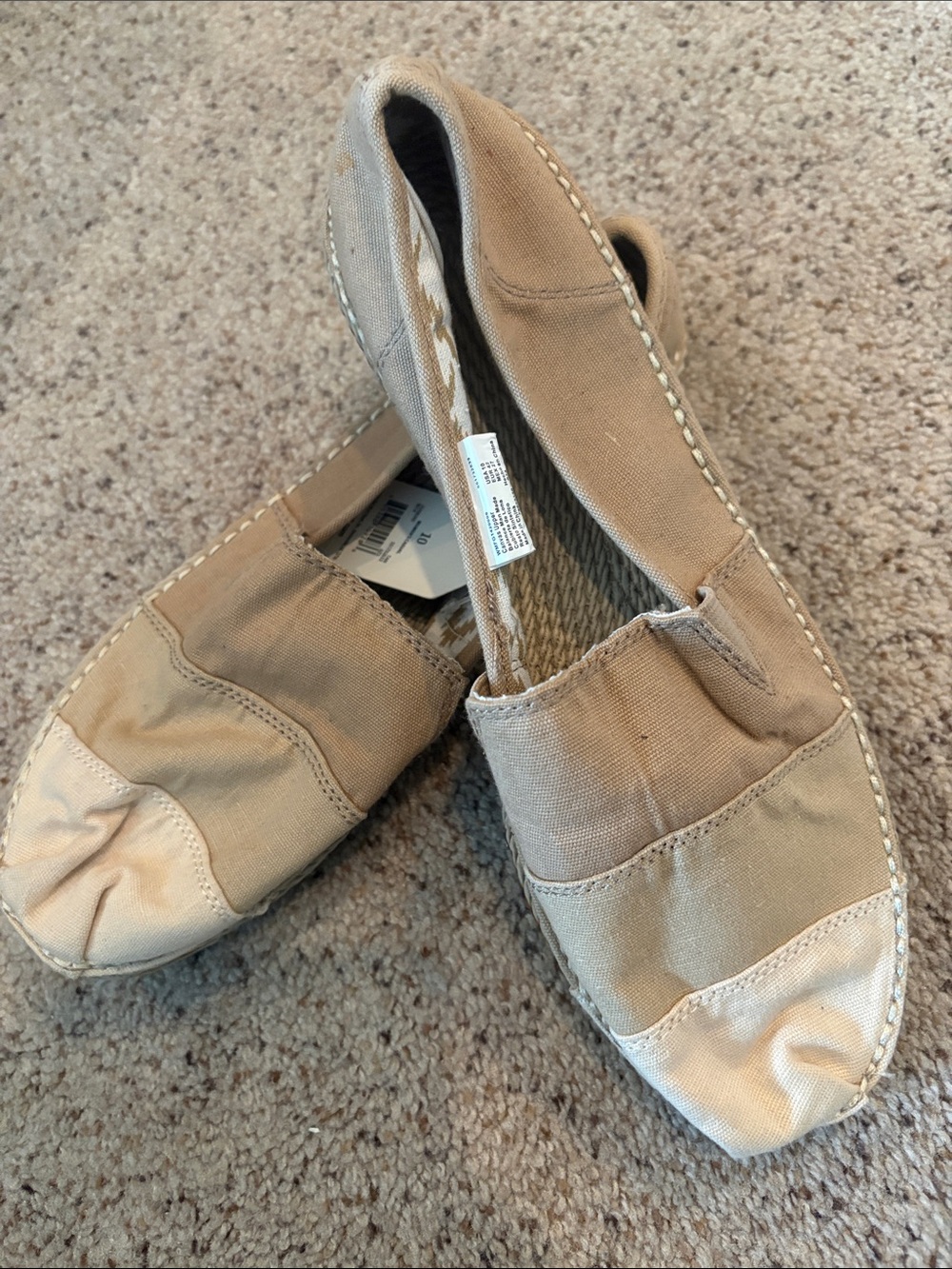 Faded Glory Beige Two-Tone Canvas Slip-Ons